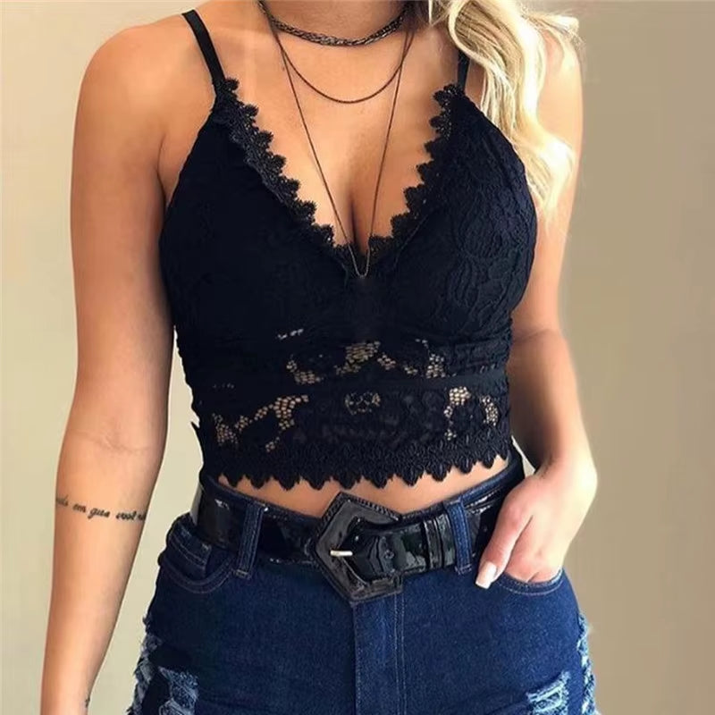 Hot Sale Wireless Lace Ladies Sexy Bra Ladies plus Size Wireless Bra Sexy Underwear V-Neck Underwear Bra