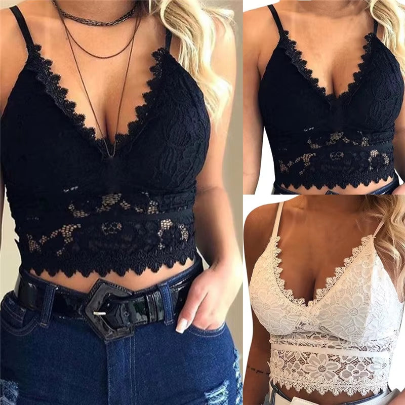 Hot Sale Wireless Lace Ladies Sexy Bra Ladies plus Size Wireless Bra Sexy Underwear V-Neck Underwear Bra